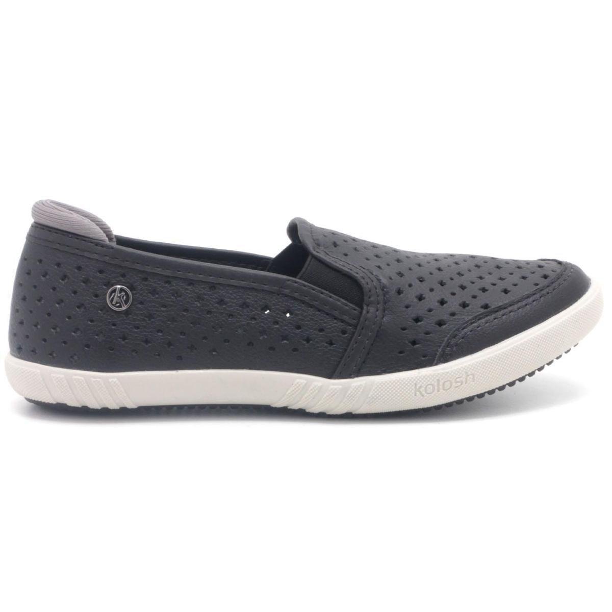 Tênis Kolosh Slip On Couro Laser Feminino C0101B - Preto Menor preço em Tênis Kolosh Slip On Couro Laser Feminino C0101B - Preto