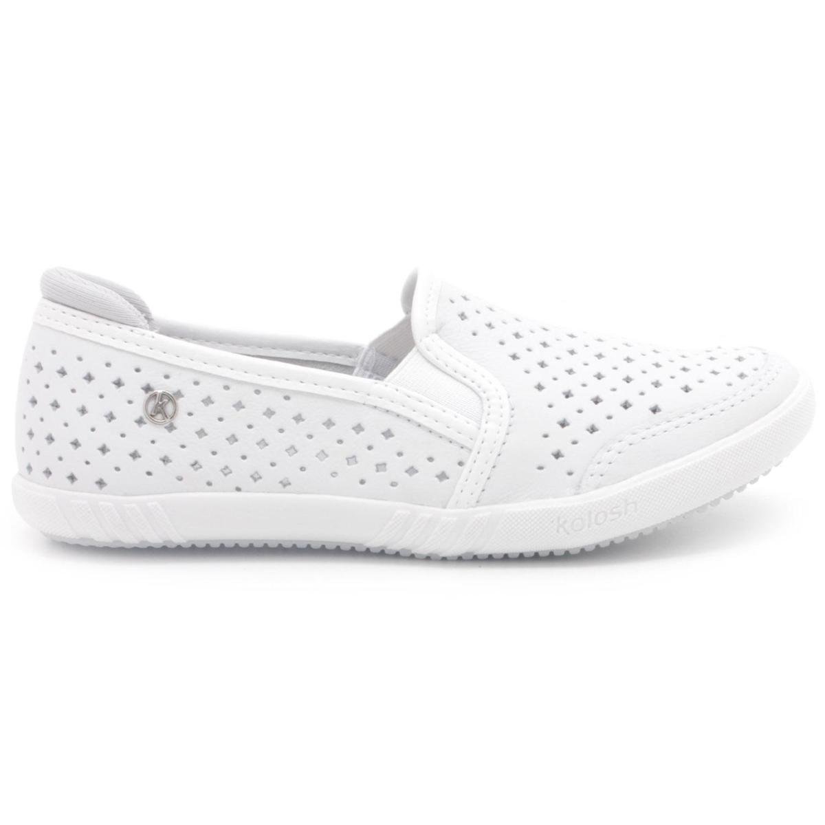 Tênis Kolosh Slip On Couro Laser Feminino C0101B - Branco Menor preço em Tênis Kolosh Slip On Couro Laser Feminino C0101B - Branco