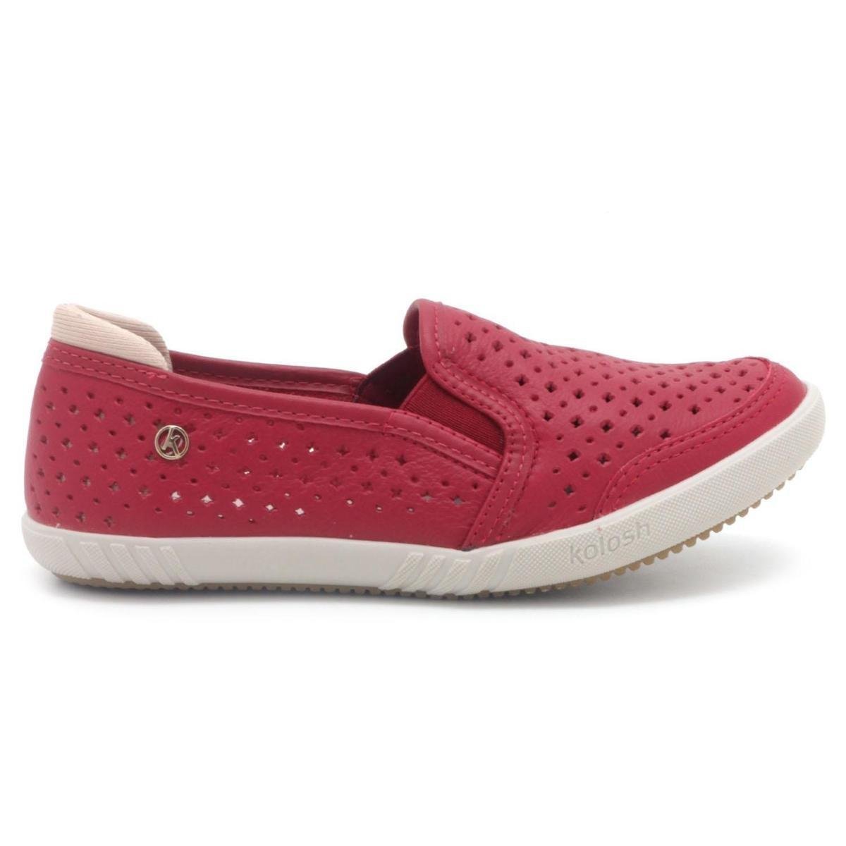 Tênis Kolosh Slip On Couro Laser Feminino C0101B - Vermelho Menor preço em Tênis Kolosh Slip On Couro Laser Feminino C0101B - Vermelho