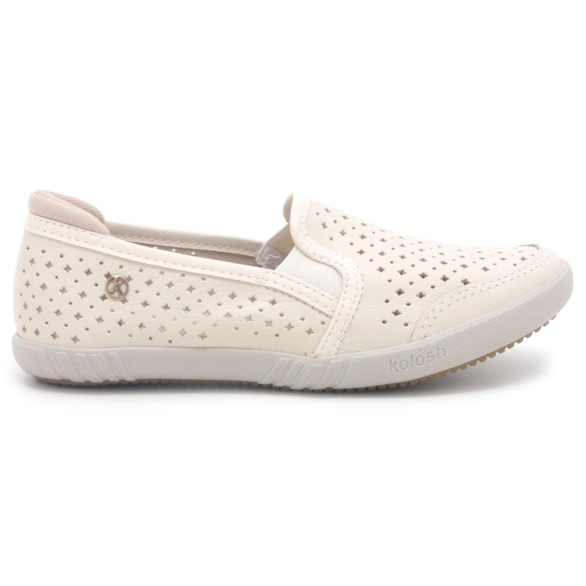 Tênis Kolosh Slip On Couro Laser Feminino C0101B - Creme Menor preço em Tênis Kolosh Slip On Couro Laser Feminino C0101B - Creme