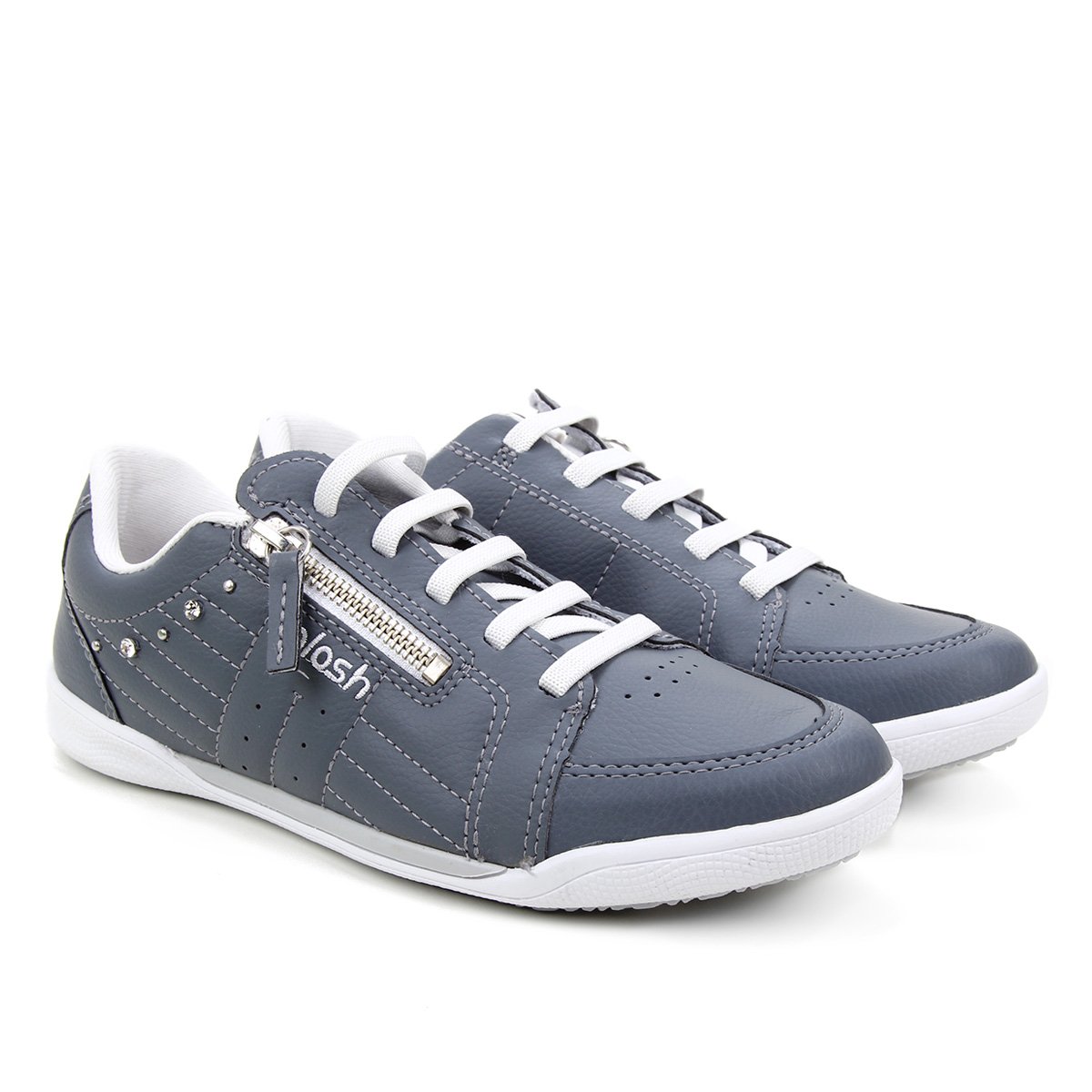 Tênis Kolosh Zíper Lateral Tachas Feminino - Azul Menor preço em Tênis Kolosh Zíper Lateral Tachas Feminino - Azul