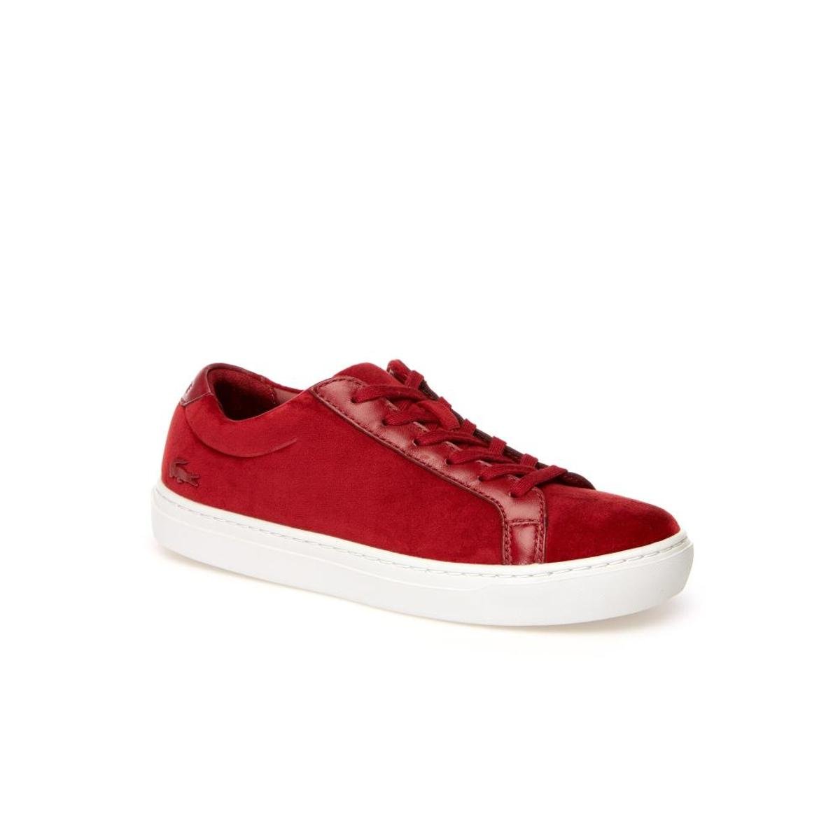 Tênis Lacoste L.12.12 Feminino - Vermelho Escuro e Branco Menor preço em Tênis Lacoste L.12.12 Feminino - Vermelho Escuro e Branco