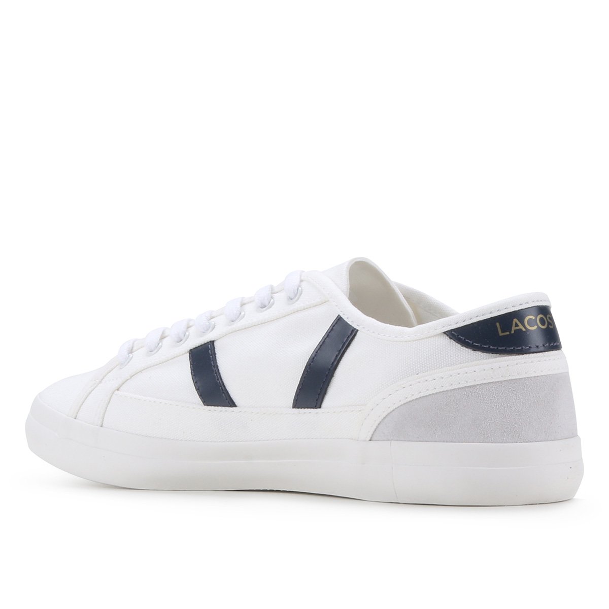 Tênis Lacoste Sideline Branco Azul Marinho Couro - Berti Maria