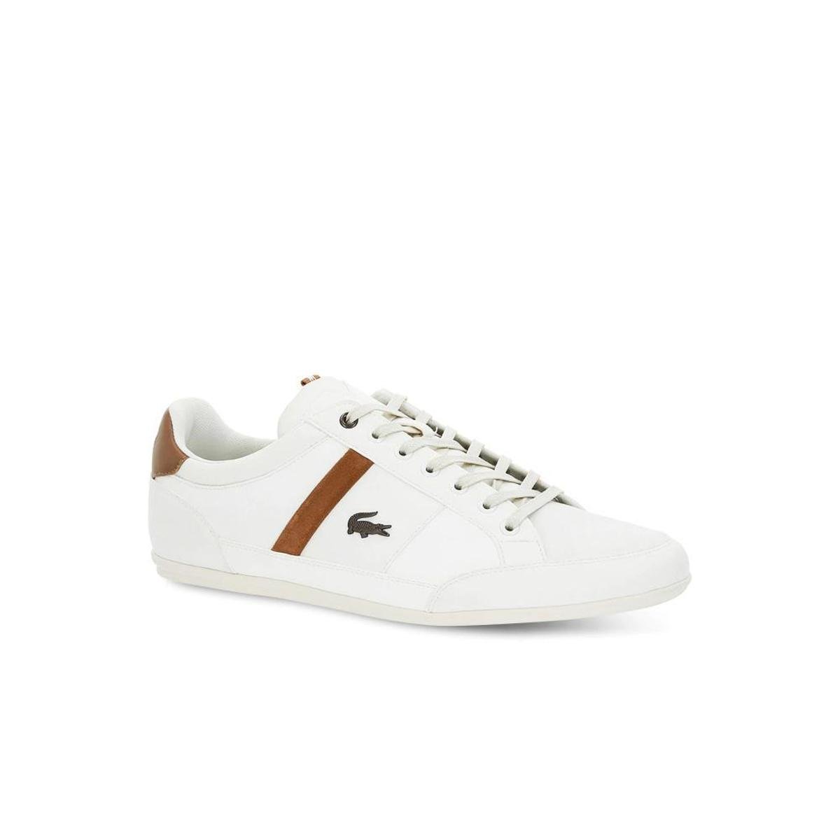 Tênis Lacoste Sportswear Chaymon Masculino - Branco+Marrom Menor preço em Tênis Lacoste Sportswear Chaymon Masculino - Branco+Marrom