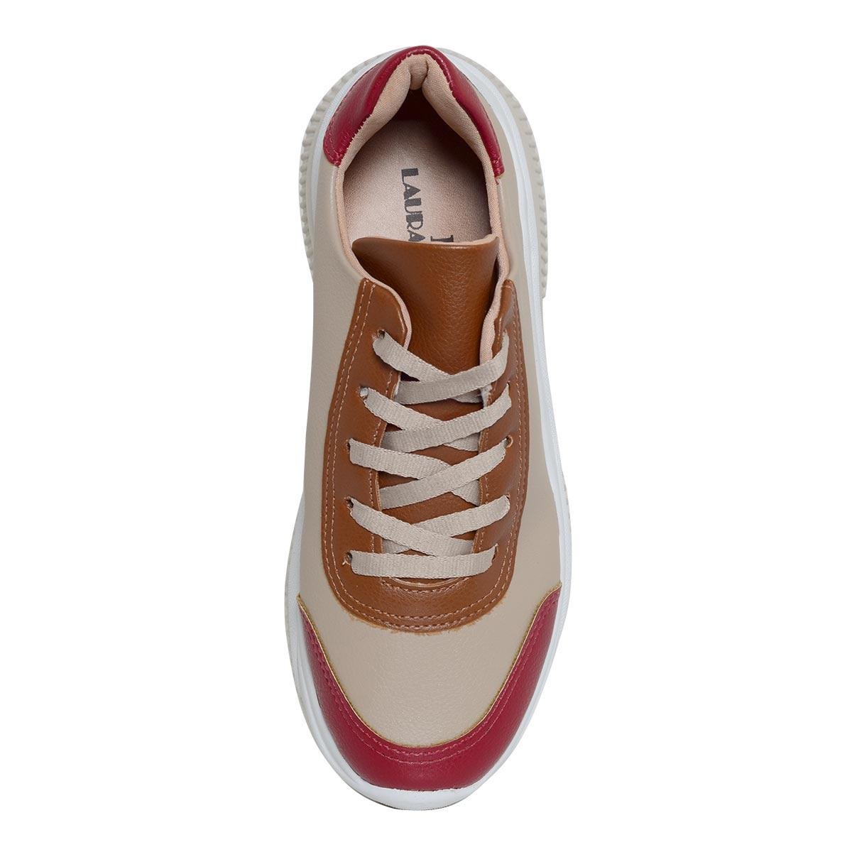 Tênis Laura Prado Chunky Sneaker Porcelana Feminino - Vermelho+Bege |  Zattini