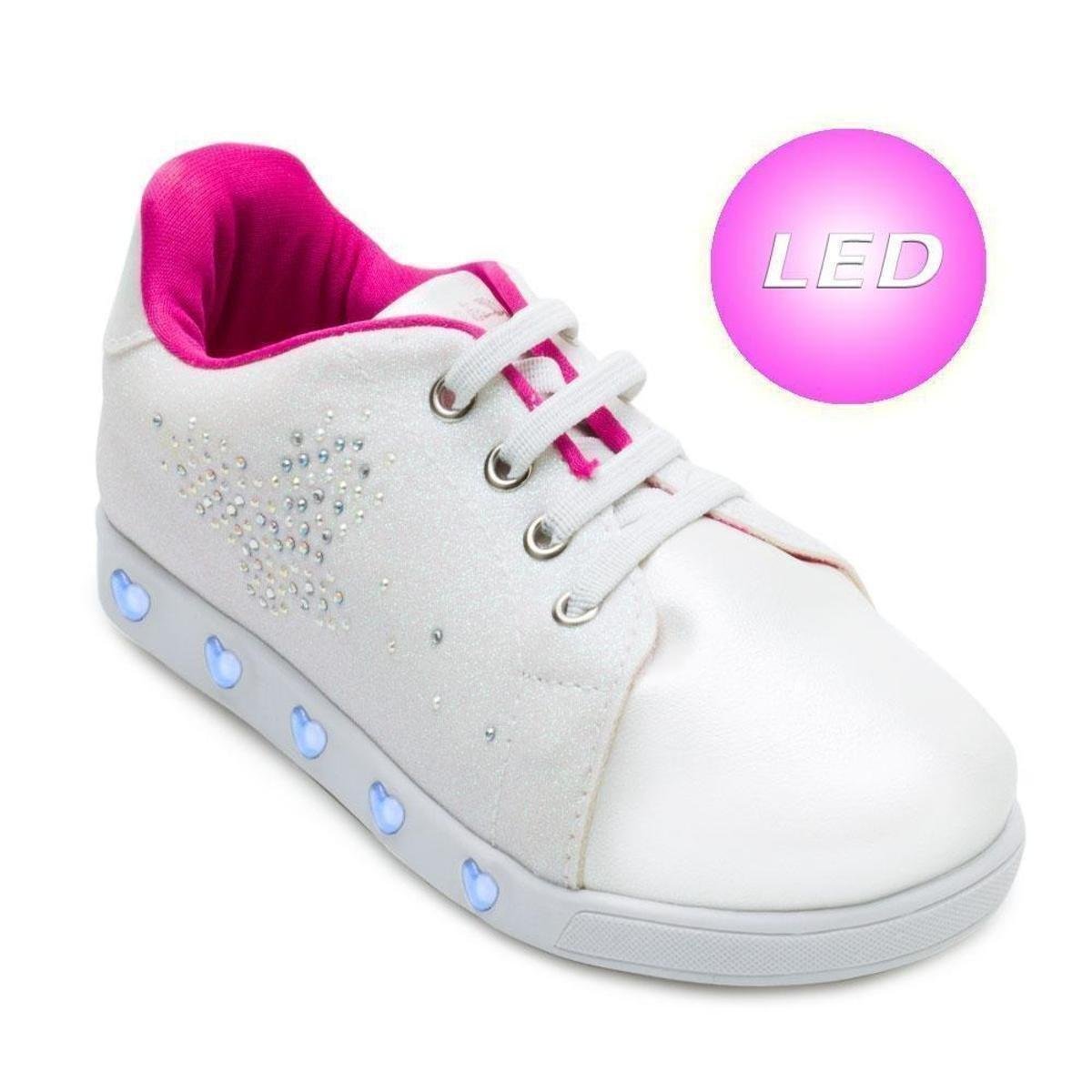 Tênis Led Sneaker Pampili Infantil PP21-165 - Branco Menor preço em Tênis Led Sneaker Pampili Infantil PP21-165 - Branco
