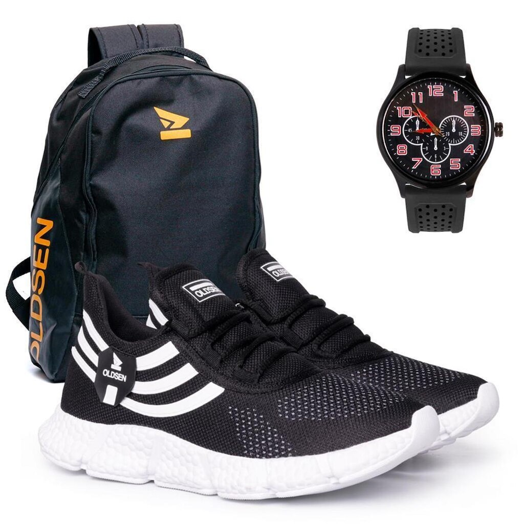 Tênis Masculino Academia Caminhada Treino mochila relogio