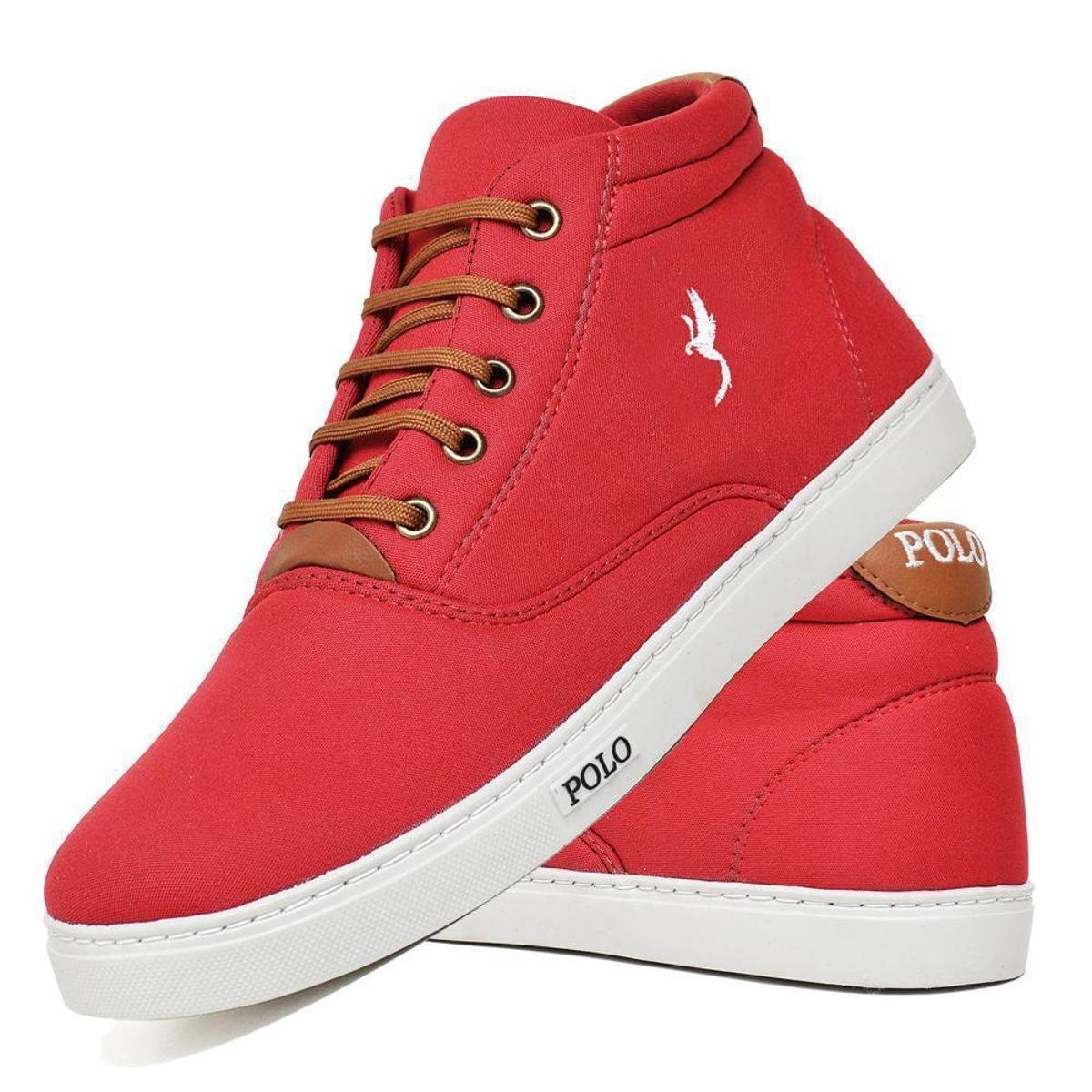 Tênis Masculino Casual Botinha Cano Alto Sapatenis Polo - Vermelho | Zattini