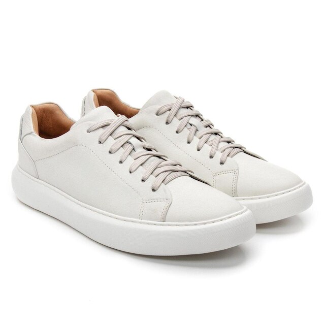 Tênis Masculino Casual Couro Cadarço Conforto Moderno