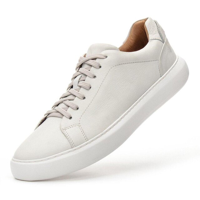 Tênis Masculino Casual Couro Cadarço Conforto Moderno
