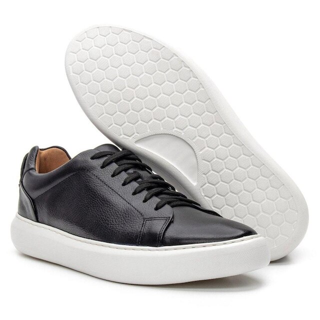 Tênis Masculino Casual Couro Cadarço Conforto Moderno