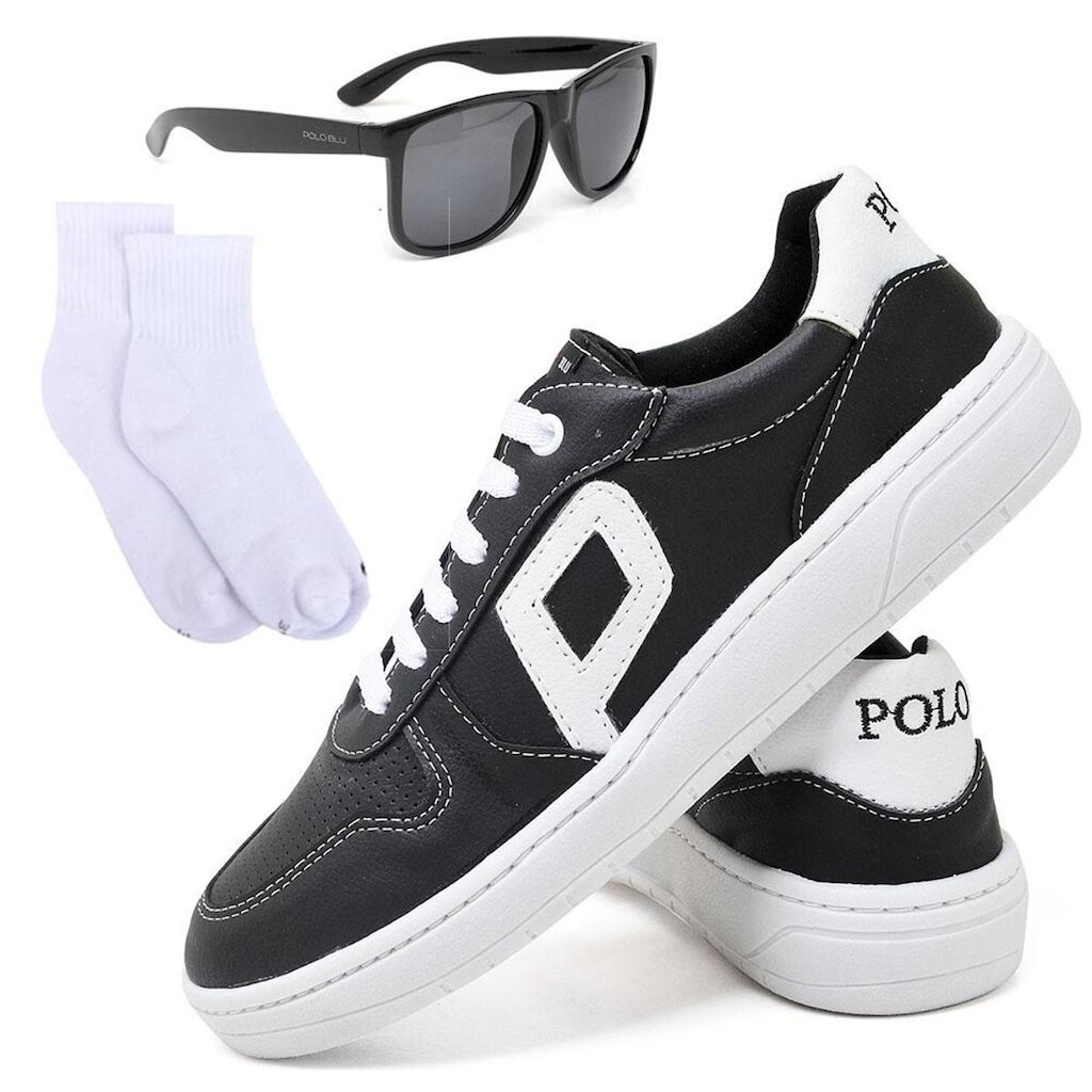 Tênis Masculino Casual Esportivo Conforto em Sintético com Meia e Óculos de Sol