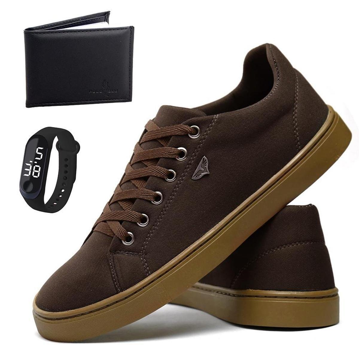 Tênis Masculino Casual Sapatenis Skate Kit Com Carteira E Relogio ! é ruim? Tênis Masculino Casual Sapatenis Skate Kit Com Carteira E Relogio ! é boa?