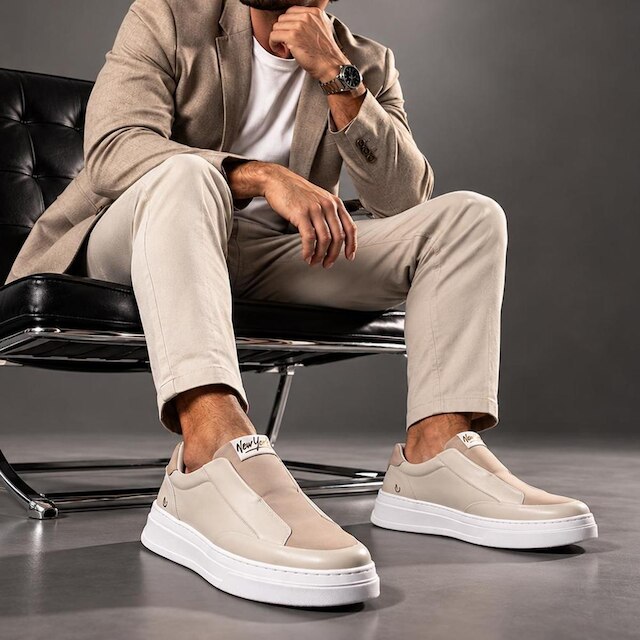 Tênis Masculino Casual Slip On Mule Street Urbano Sola Alta Robusto Grande Couro Sintético Premium