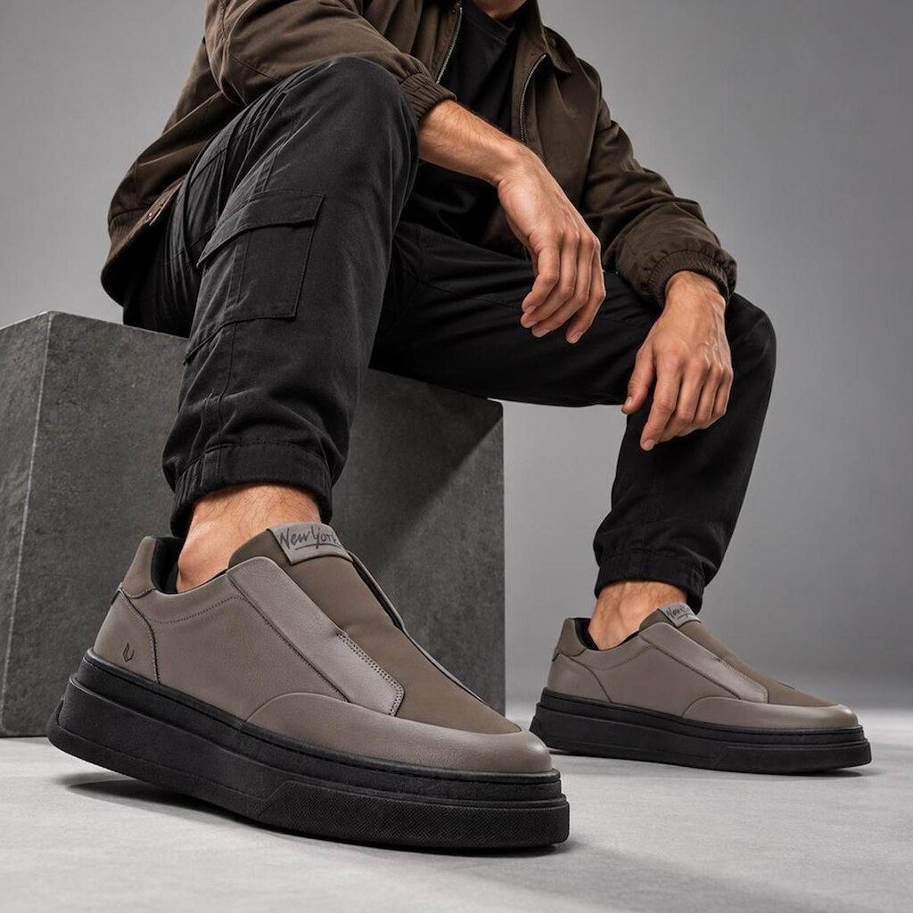 Tênis Masculino Casual Slip On Mule Street Urbano Sola Alta Robusto Grande Couro Sintético Premium