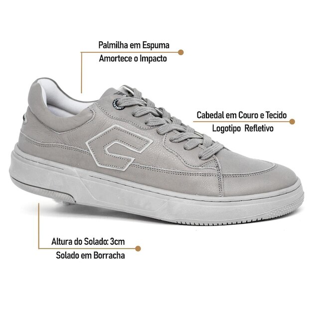 Tênis Masculino Cavalera Break Casual Couro Refletivo Confortável Original 59110316
