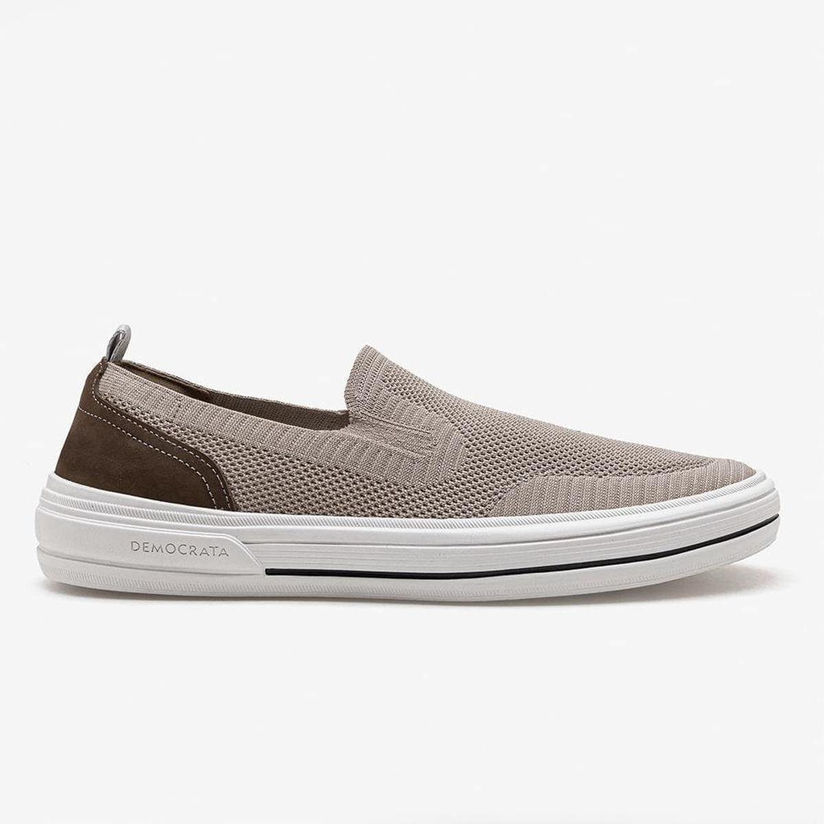 Tênis Masculino Clay Slip On Couro Creme Menor preço em Tênis Masculino Clay Slip On Couro Creme