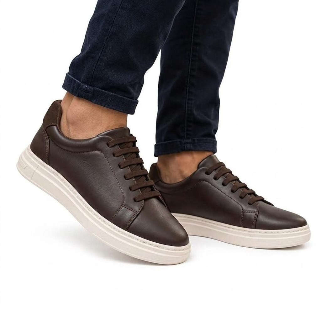 Tênis Masculino Couro Legítimo Camurça Casual Conforto