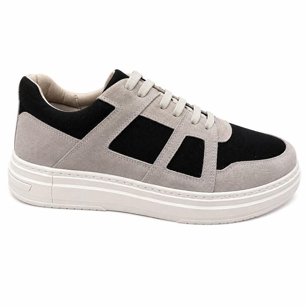 Tênis Masculino em Couro e Lona Casual Confortável