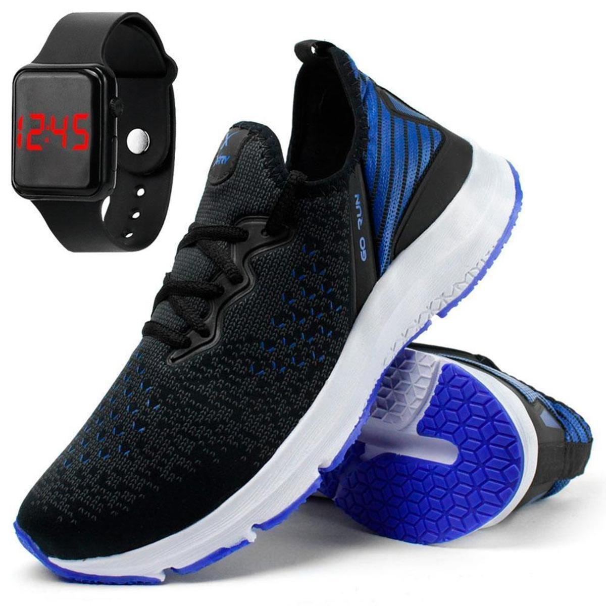 Menor preço em Tênis Masculino Esportivo Running + Relógio Digital Kit