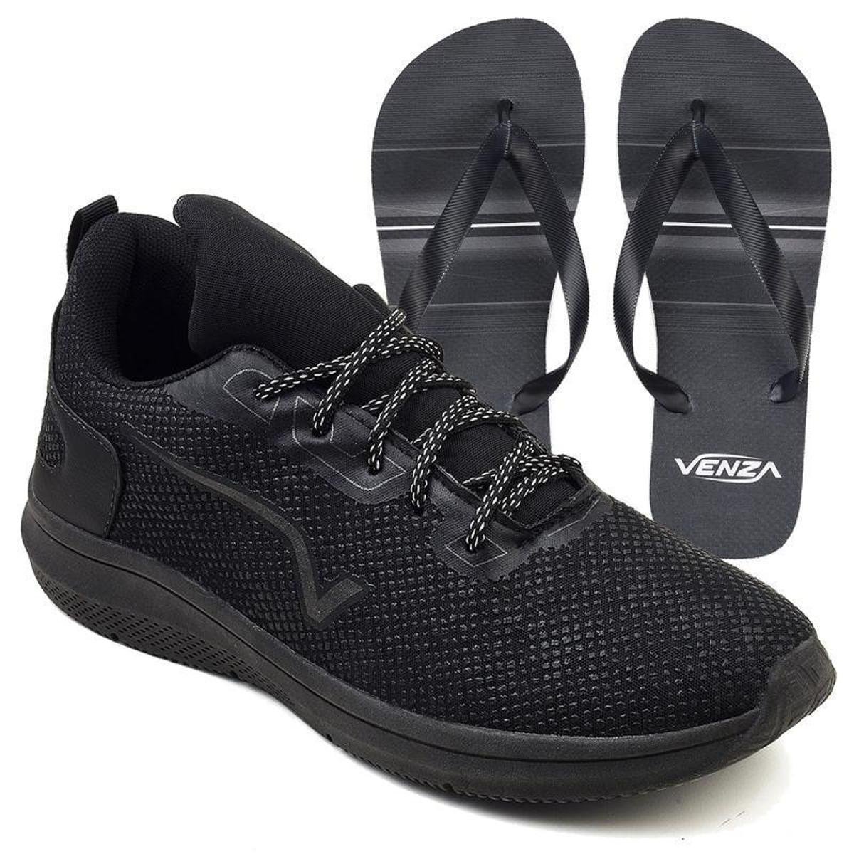 Menor preço em Tenis Masculino Feminino Casual Esportivo Academia + Chinelo - Preto Fosco