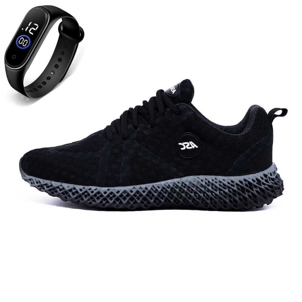 Tênis Masculino Fitnes Academia Caminhada Cross Leve e Resistente + Relógio