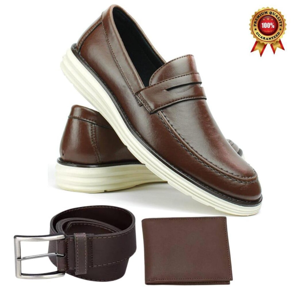 Tênis Masculino Kit Cinto Carteira Porta Cartão Documentos Modelo Sapatênis Elegante Casamento