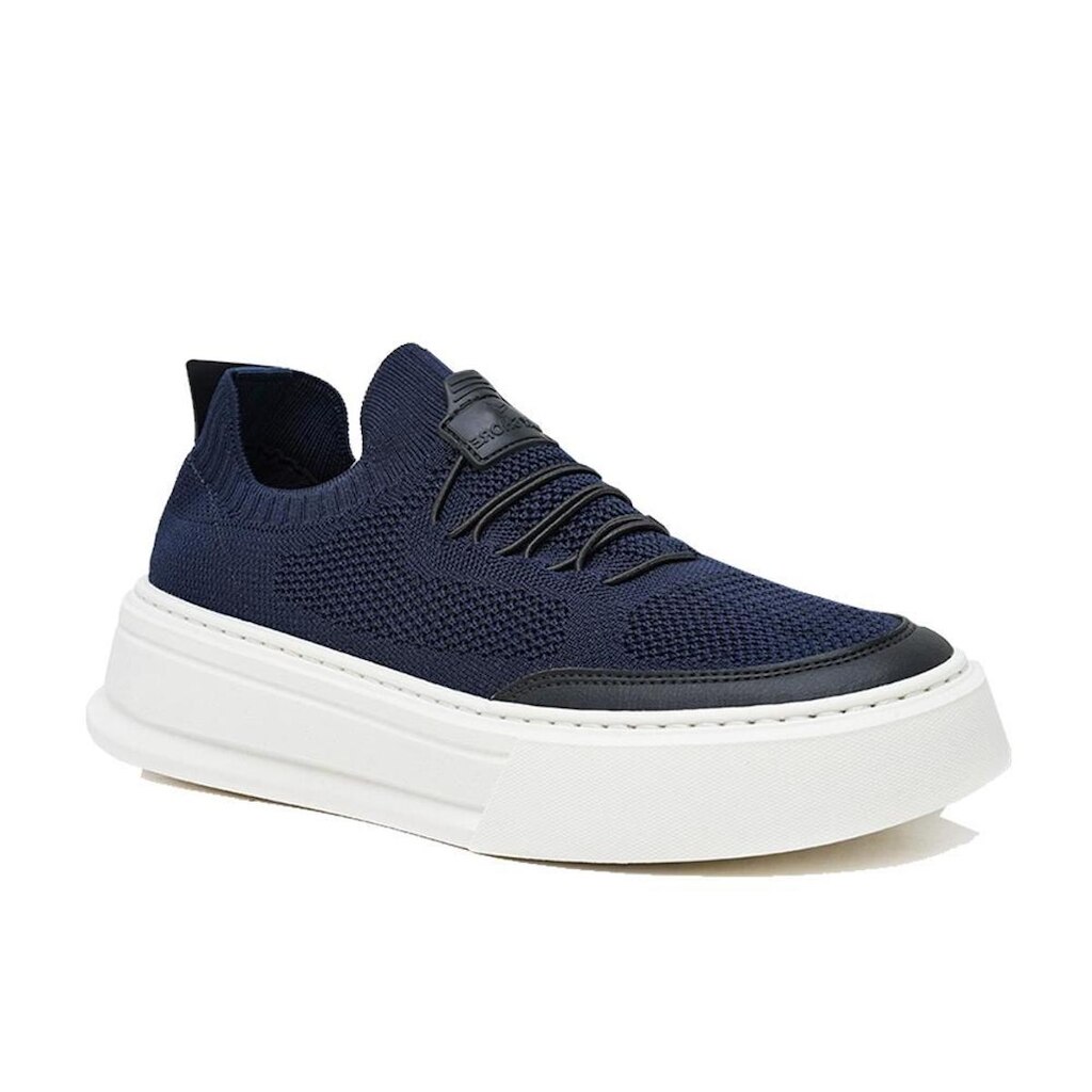 Tênis Masculino Knit Casual Sola Alta Material de Alta Qualidade Azul