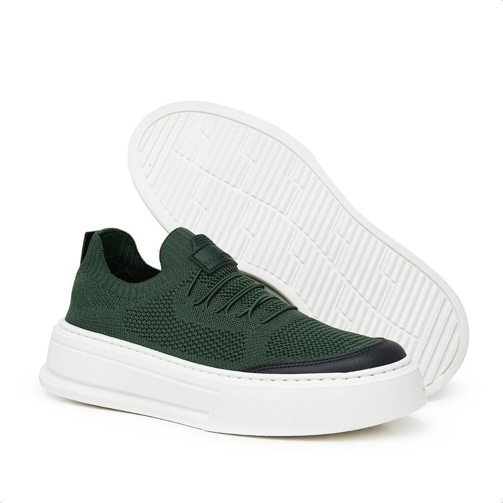 Tênis Masculino Knit Moderno Leve com Palmilha Gel PU e Solado Alto Verde