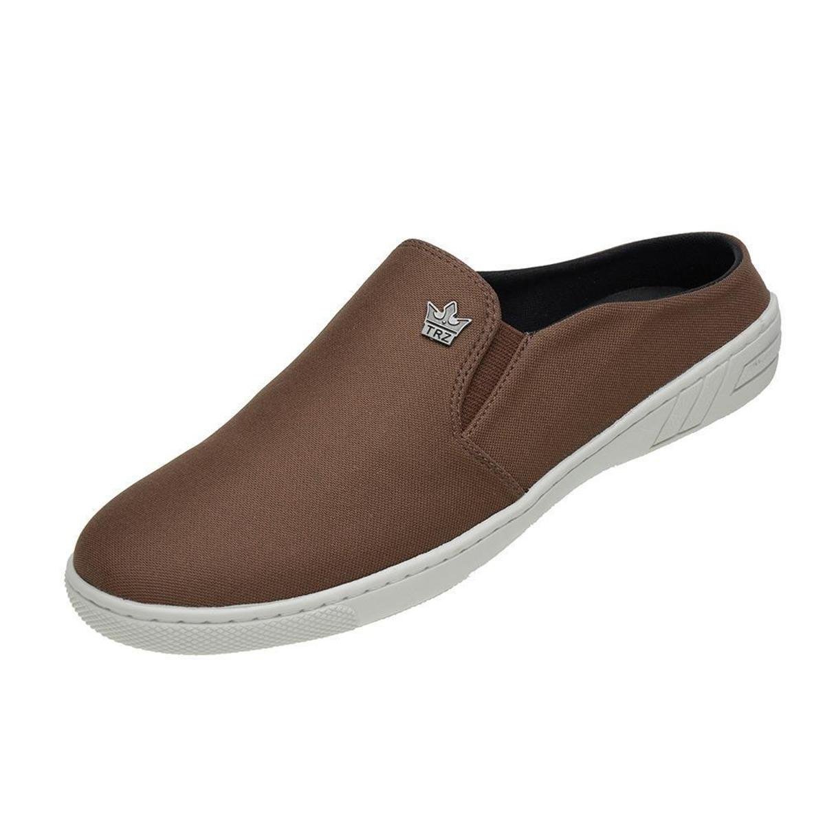 Tenis Masculino Mule Slip-on Iate Casual Lona - Marrom Menor preço em Tenis Masculino Mule Slip-on Iate Casual Lona - Marrom