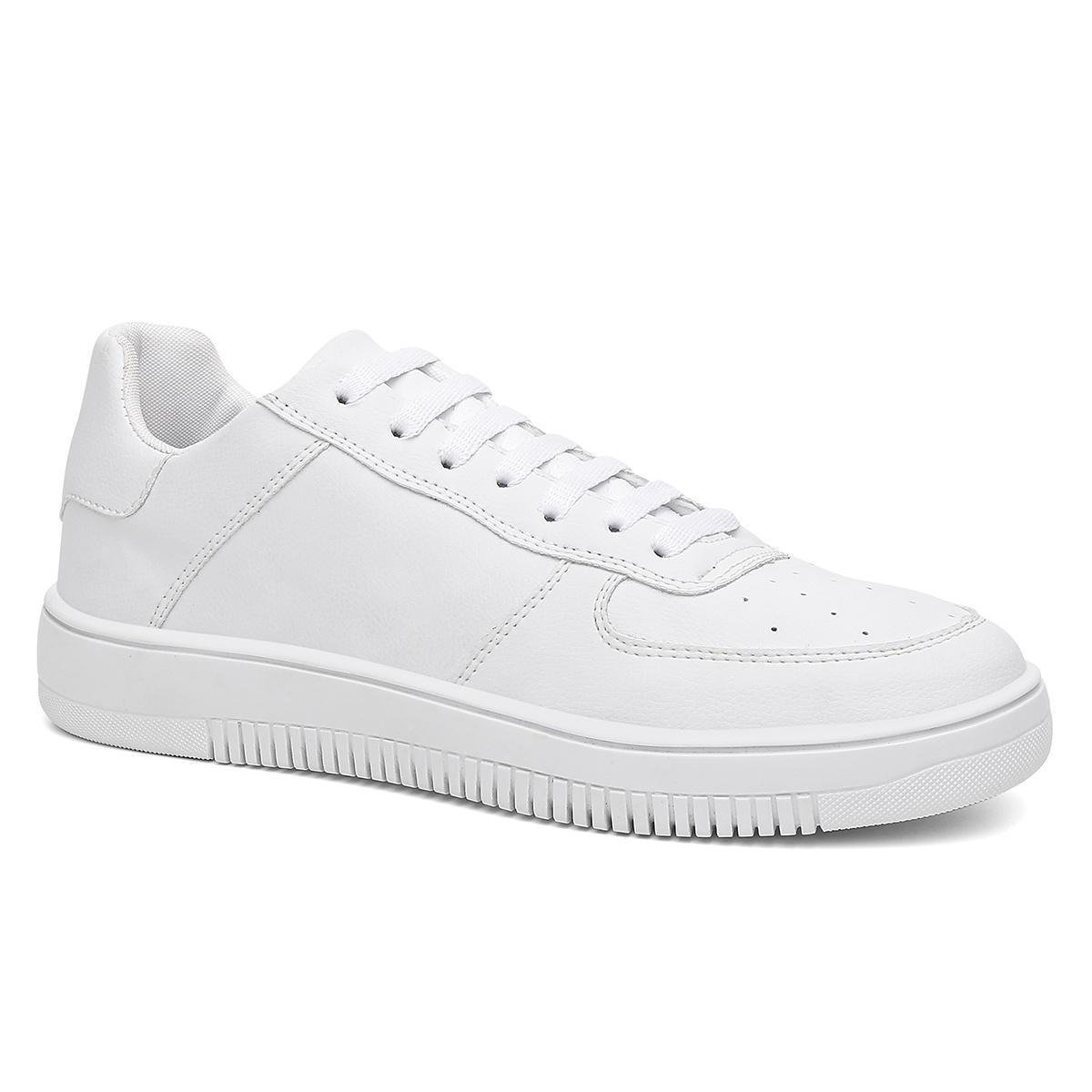 Tênis Masculino Plataforma Estilo Skate Casual Branco Menor preço em Tênis Masculino Plataforma Estilo Skate Casual Branco