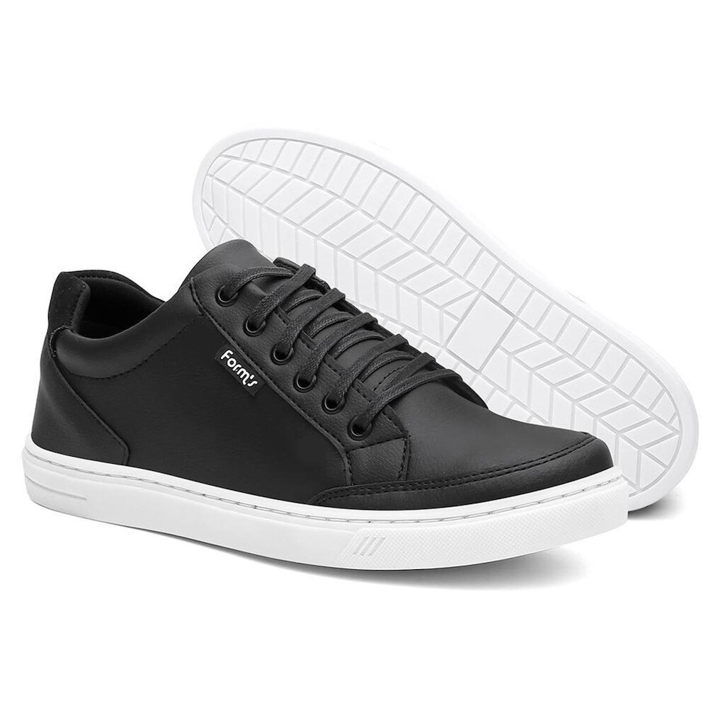 Tênis Masculino Polo Plus Casual em Couro Sintético Sola Alta Resistente Moderno