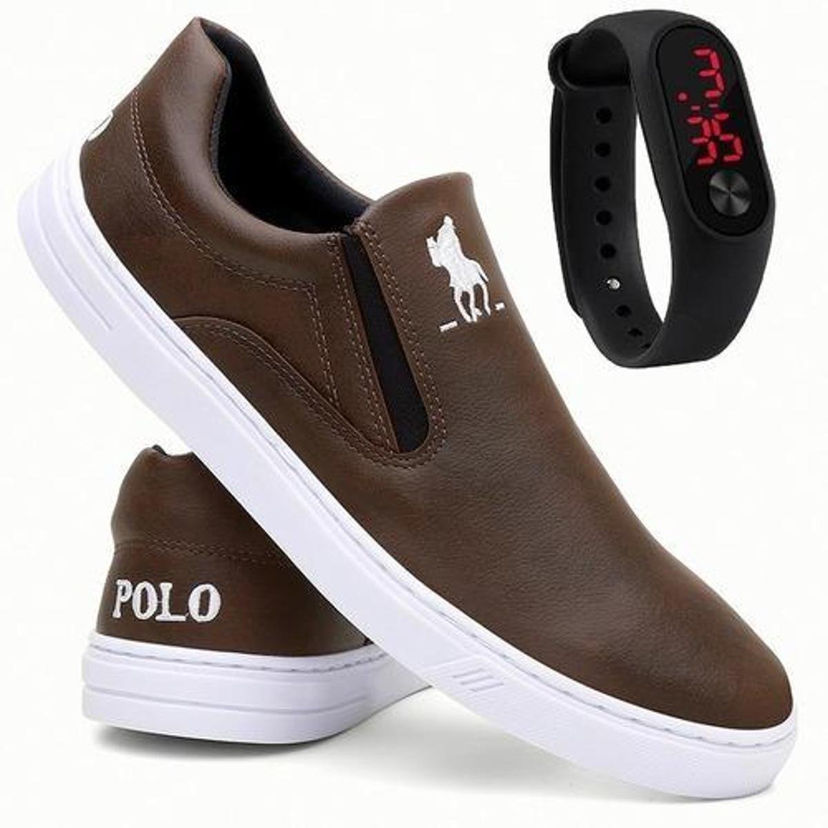 Tenis Masculino Polo Plus Sapato Sapatenis Slip On Relógio Zattini
