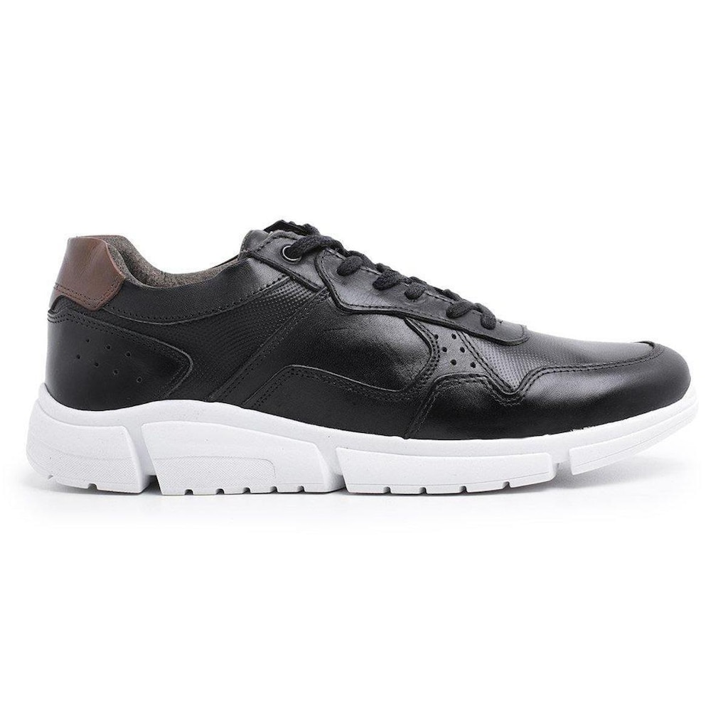 Tenis Masculino Sapatenis Cadarco Em Couro Preto