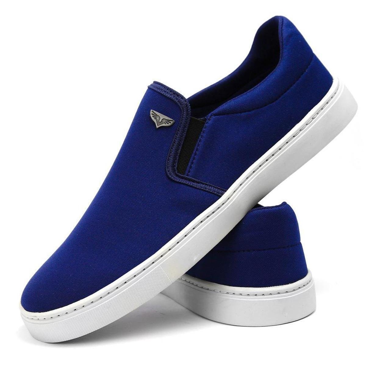 Tenis Masculino Skateboard Slip On SF Outlet S/ Cadarço - Azul Menor preço em Tenis Masculino Skateboard Slip On SF Outlet S/ Cadarço - Azul