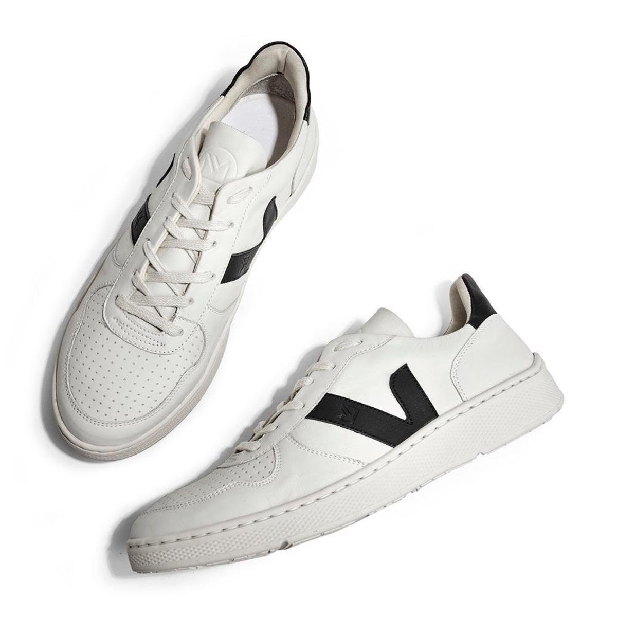 Tenis Masculino VRT V-12 Volker Couro Extra White and Black - Branco Menor preço em Tenis Masculino VRT V-12 Volker Couro Extra White and Black - Branco