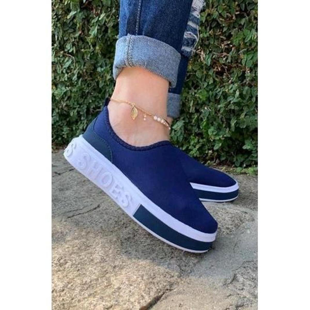 Tenis Meia Feminino Calce Facil Shoes Sola Alta - Azul é ruim? Tenis Meia Feminino Calce Facil Shoes Sola Alta - Azul é boa?