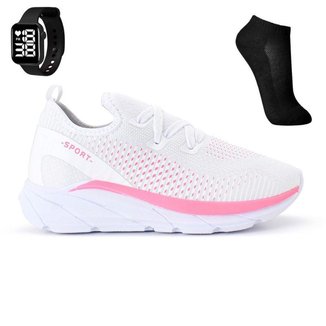 Tenis Meia Feminino Esportivo Treino Academia Light Sport + Meia e Relogio