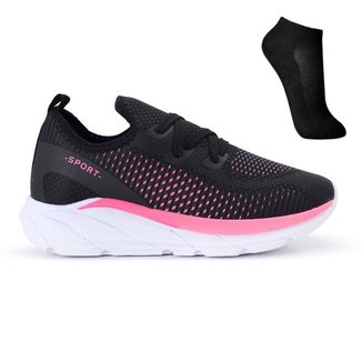 Tenis Meia Feminino Esportivo Treino Academia Light Sport + Meia e Relogio