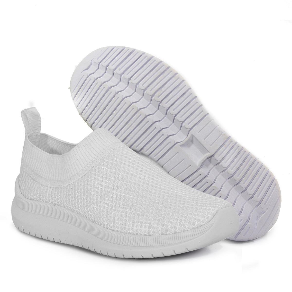 Tênis Meia Feminino Leve Confortável Sem Cadarço - Branco Menor preço em Tênis Meia Feminino Leve Confortável Sem Cadarço - Branco