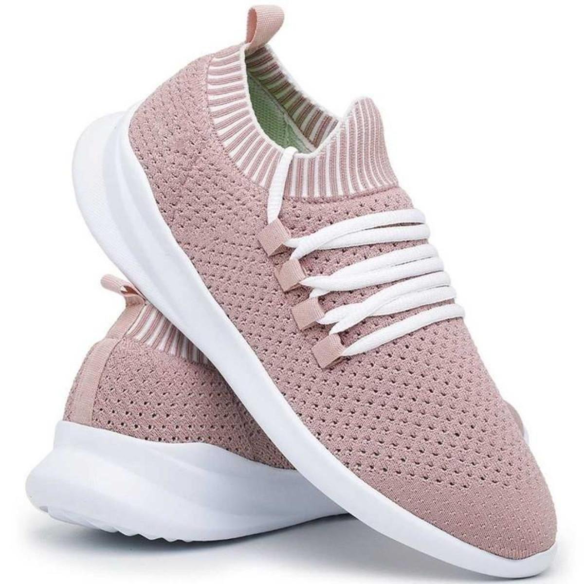 Tenis Meia Tricô Unissex Leve Caminhada Corrida Eva Macio - Rosa Menor preço em Tenis Meia Tricô Unissex Leve Caminhada Corrida Eva Macio - Rosa