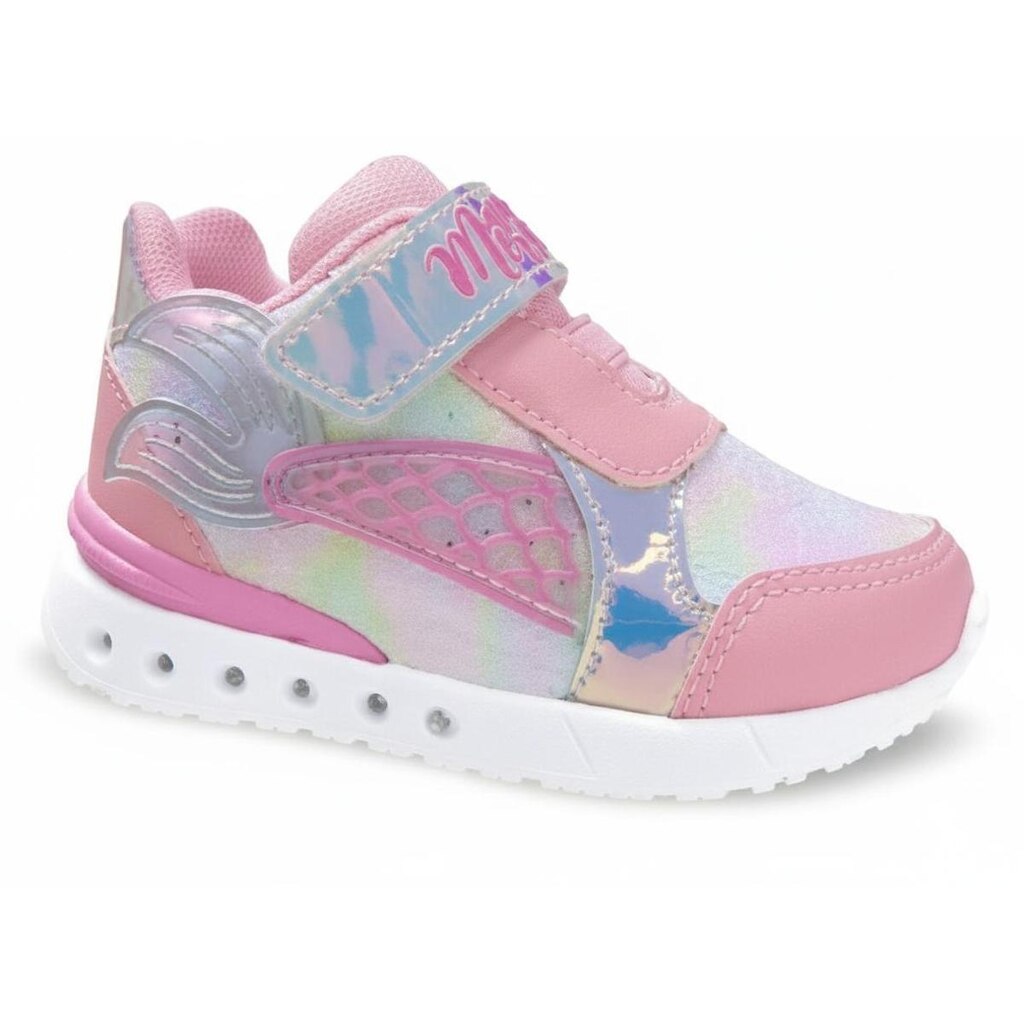 Tênis Mini Pé Infantil Feminino Rosa Holográfico Velcro - 24