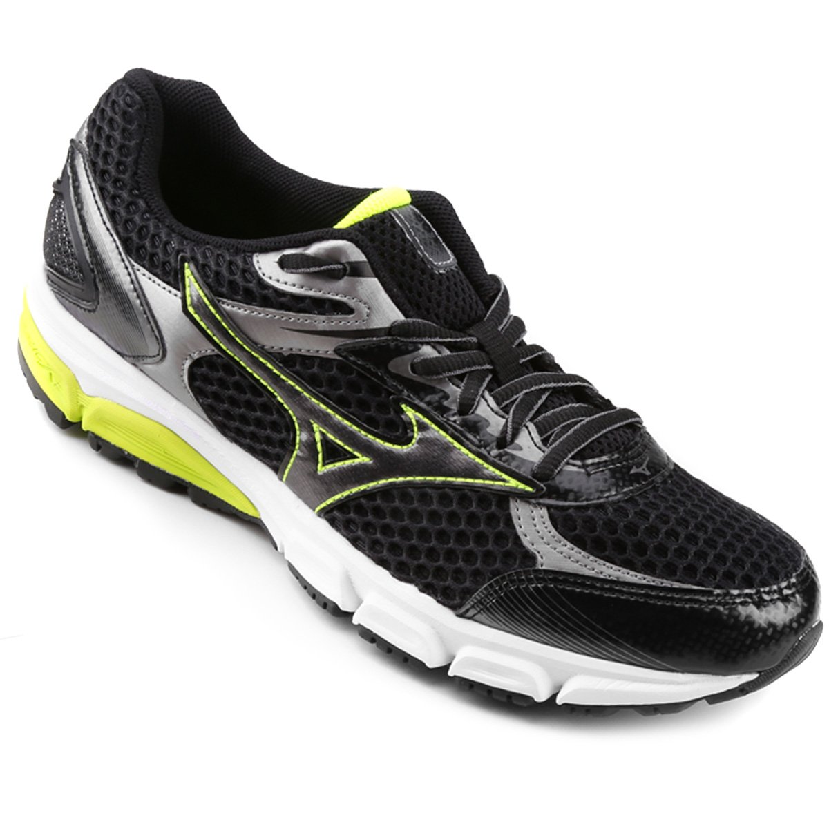 Tênis Mizuno Victory Masculino - Preto e Amarelo Menor preço em Tênis Mizuno Victory Masculino - Preto e Amarelo