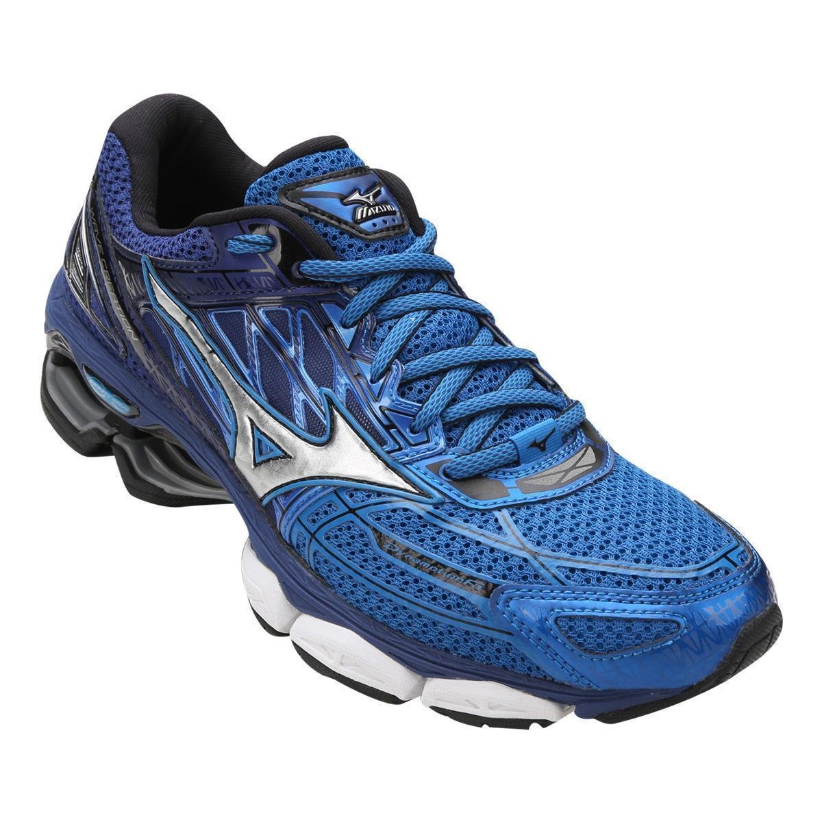 tenis mizuno masculino azul e branco