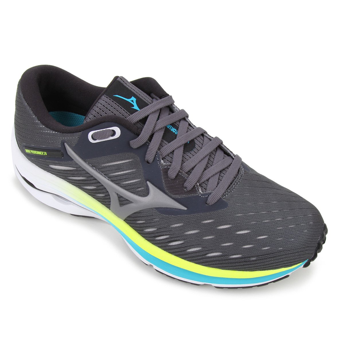 Tênis Mizuno Wave Prorunner 24 Feminino - Chumbo+Amarelo Menor preço em Tênis Mizuno Wave Prorunner 24 Feminino - Chumbo+Amarelo