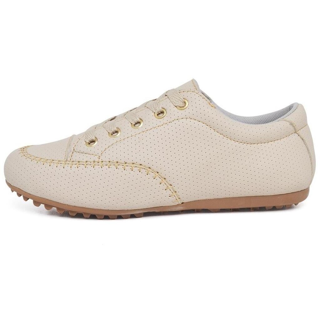 Tenis Mocassim Casual Feminino Solado Borracha Antiderrapante Cadarço Confortavel Trabalho Dia a Dia
