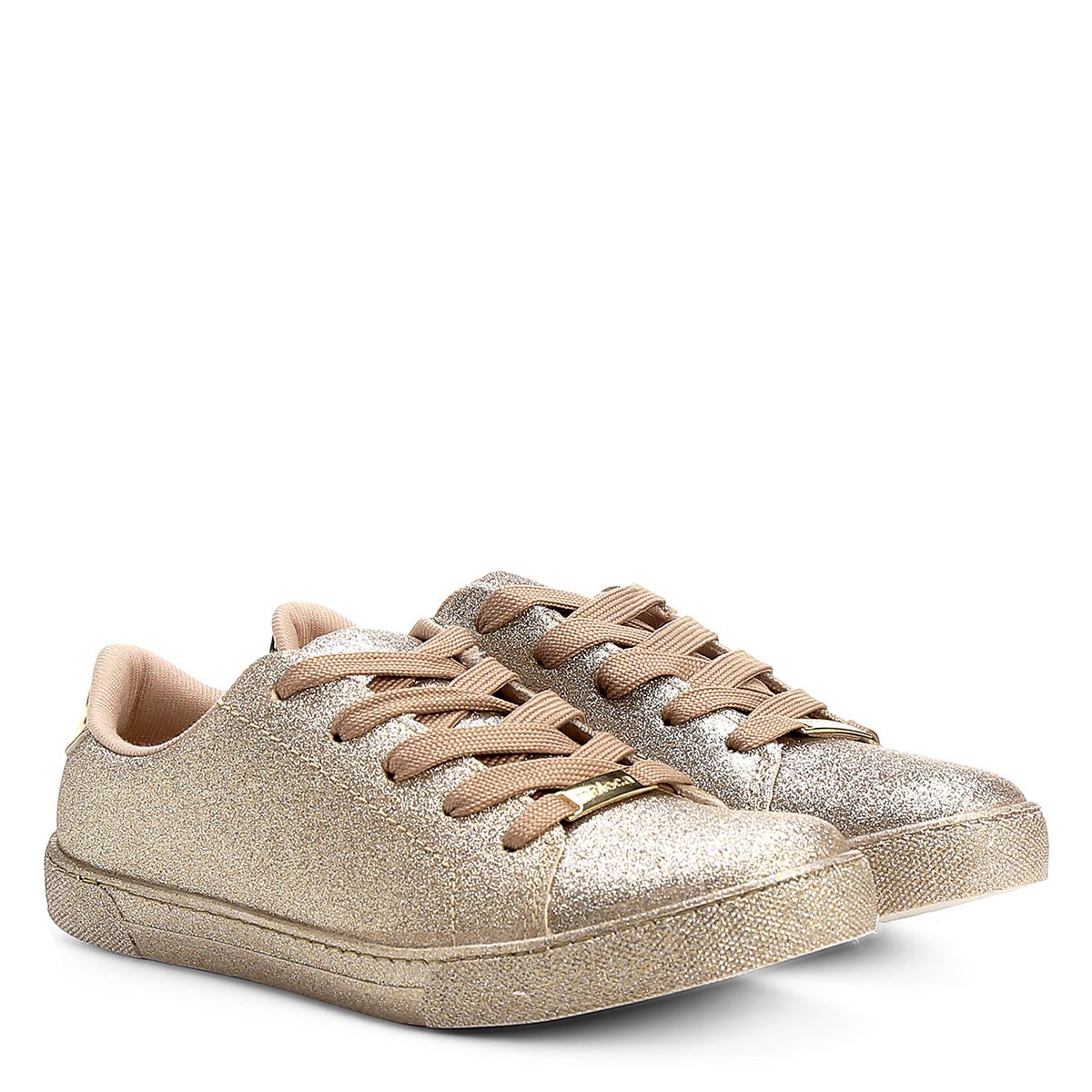 Tênis Moleca Cadarço e Mini Glitter - Dourado | Zattini