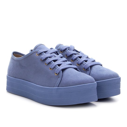 Tênis Moleca Caixa Alta Camurça Feminino - Jeans