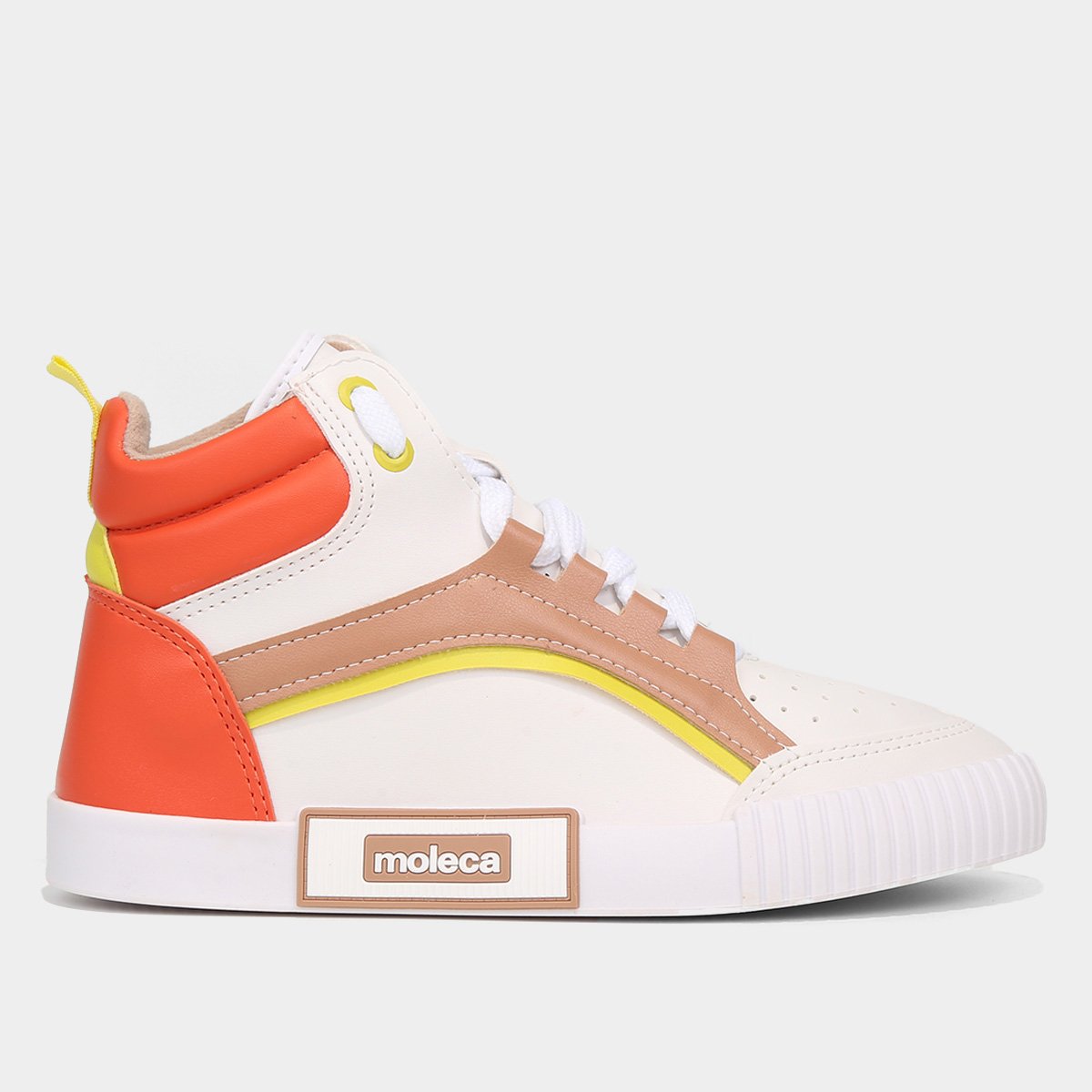 Tênis Moleca Cano Médio Feminino - Bege+Vermelho Menor preço em Tênis Moleca Cano Médio Feminino - Bege+Vermelho