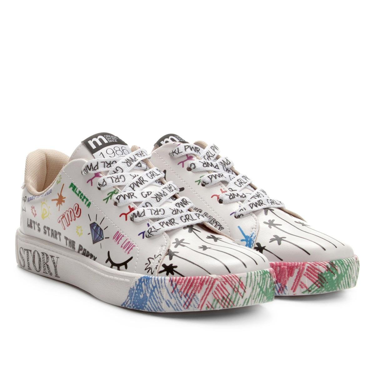 Tênis Moleca Estampado Feminino - Branco Menor preço em Tênis Moleca Estampado Feminino - Branco